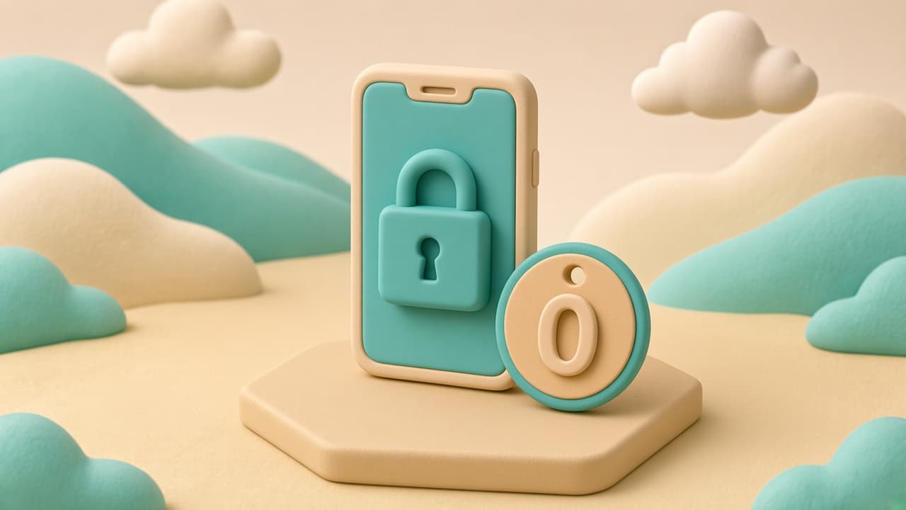 Clay illustration of a phone with a padlock beside a zero-cost symbol, representing paid credit lock apps versus free credit freezes.
