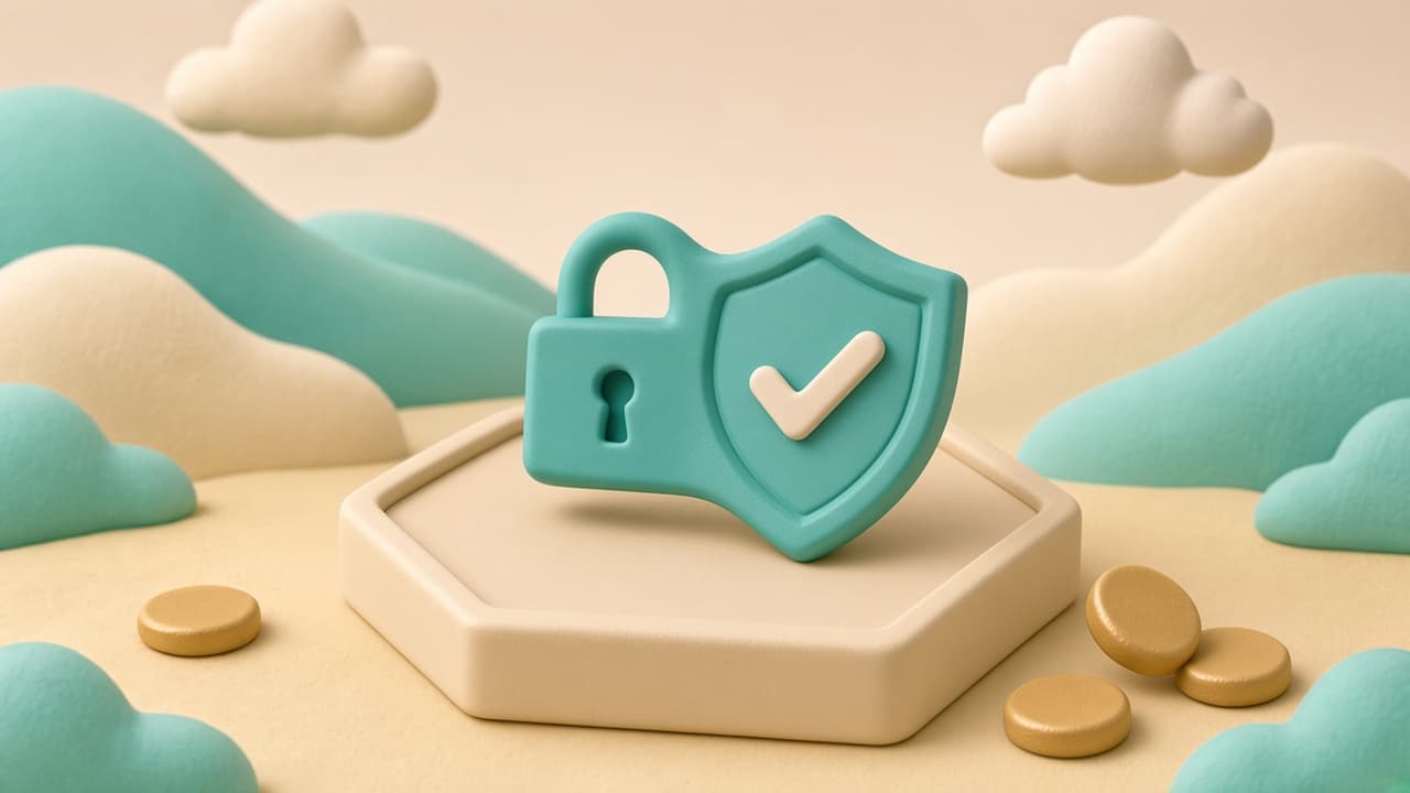 Clay illustration of an old padlock becoming a shield with a checkmark, symbolizing replacing a TransUnion credit lock with a free freeze.