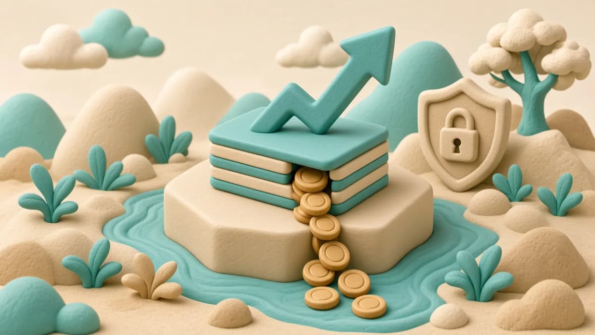 Clay illustration of stacked credit cards with coins flowing away as interest, symbolizing high APR credit card debt.