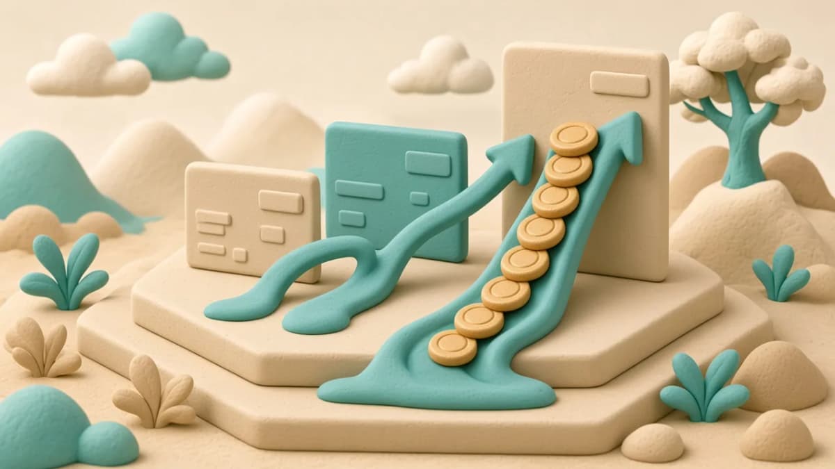 Clay illustration of three credit cards with payment arrows flowing toward the highest-priority card for debt payoff.