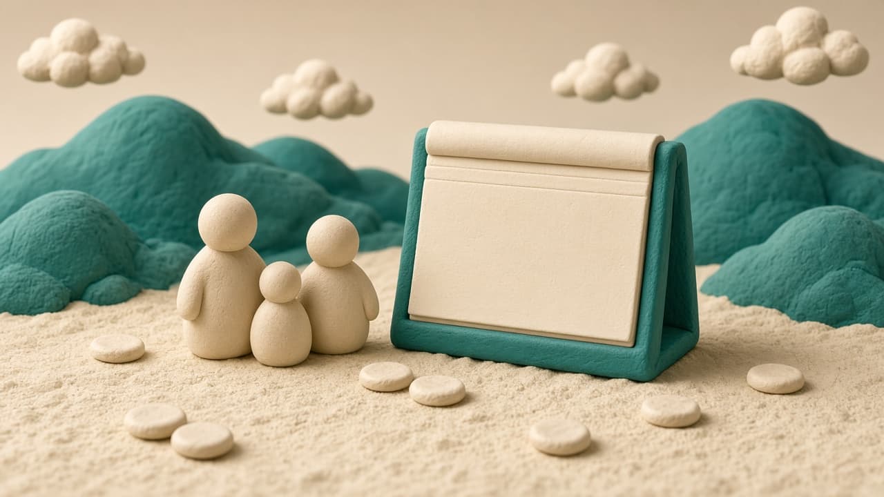 Clay illustration of a calendar block beside a small family of figures, suggesting coverage that is tied to a period of years rather than a lifetime.