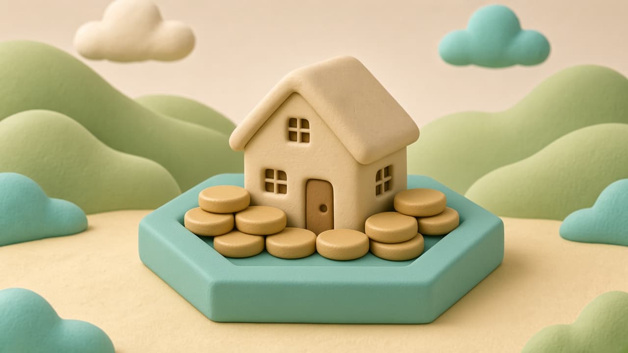 Clay illustration of a house protected inside a teal shield with coin discs, representing FDIC-insured deposit safety.